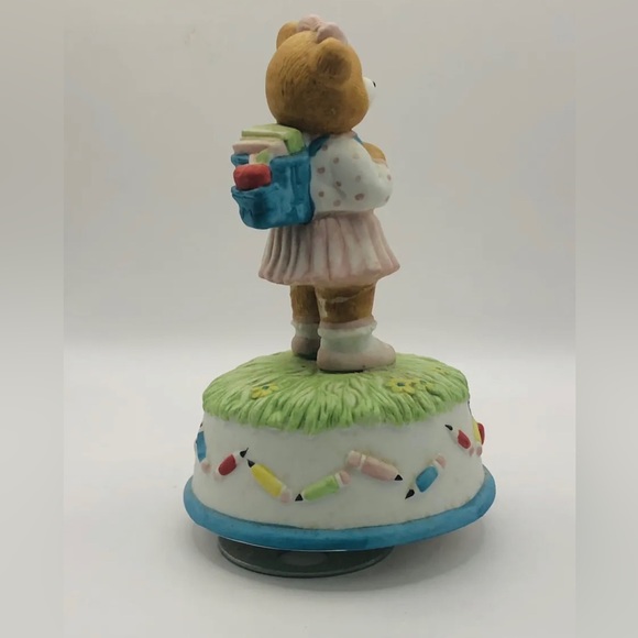 Vintage 1991 San Francisco Music Box Company Girl Teddy Bear Holding "ABC BOOK" - Picture 2 of 7